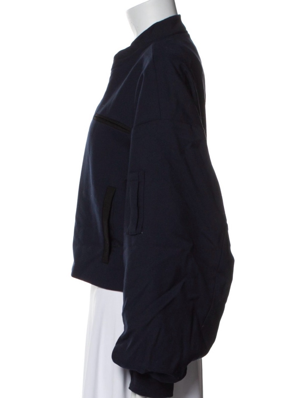 Frankie Shop Cropped Bomber Jacket in Navy - Picture 2 of 7